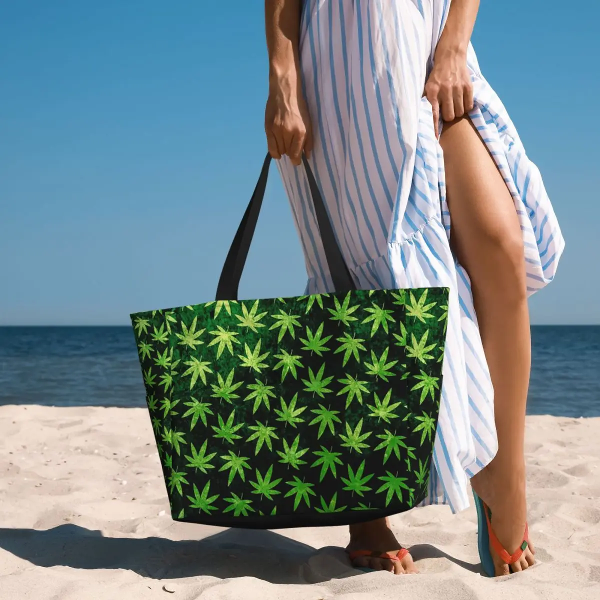 

Cannabis Leaves Marijuana Weed Leaf Beach Tote Bag Sport Gym Yoga Duffle Large Tote Bag Women Travel Bag Fitness bag