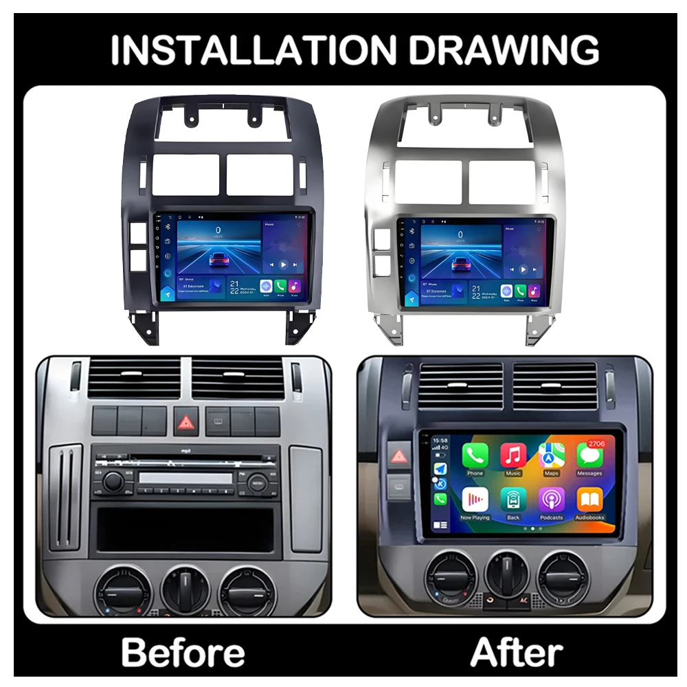 Android 16 Car Radio For Volkswagen VW Polo MK4 6Q 9N 9N3 2004- 2009 Multimedia Player Auto Stereo WiFi Navigation auto radio 4G