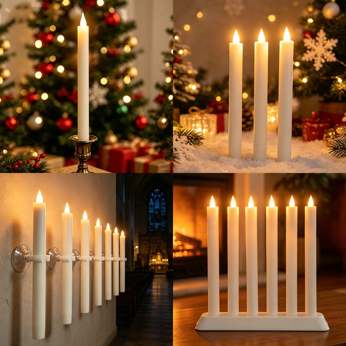 Rechargeable LED Wave Mouth Candles With Remote Timer, Wax Set Of 6 With Charging Station,Flickering 3D-Wick Warm Light Candles