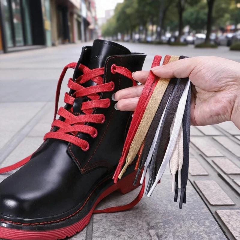 Flat Waterproof Waxed Cotton Shoelaces 1Pair Unisex Boots Casual Sneaker Laces Leather Shoes Accessories