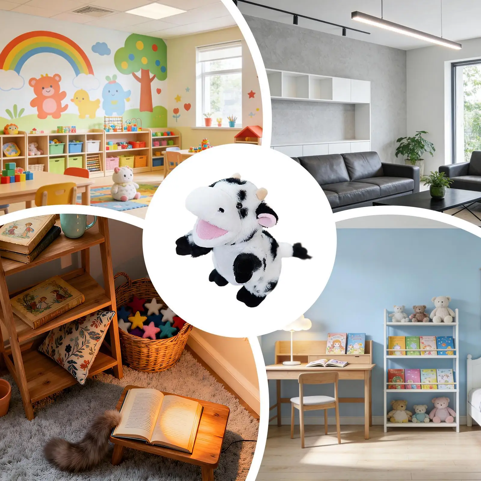 หุ่นมือสำหรับผู้ใหญ่ ของเล่นตุ๊กตาขนนุ่มน่ารักแบบอินเทอร์แอคทีฟพร้อมปากเปิด หุ่นสัตว์สำหรับเด็ก เด็กชาย เด็กหญิง และครอบครัว