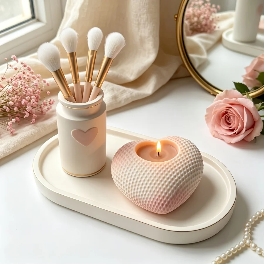 Straight vase grid heart-shaped oval tray silicone 3-piece set mold, resin drip silicone, home decoration,Christmas gifts，crafts