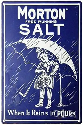TIN Sign Morton Salt When it Rains Girl Kitchen Blue Rustic Wall Decor Metal tin Sign Cafe Bar Home Wall Art Decoration Pos