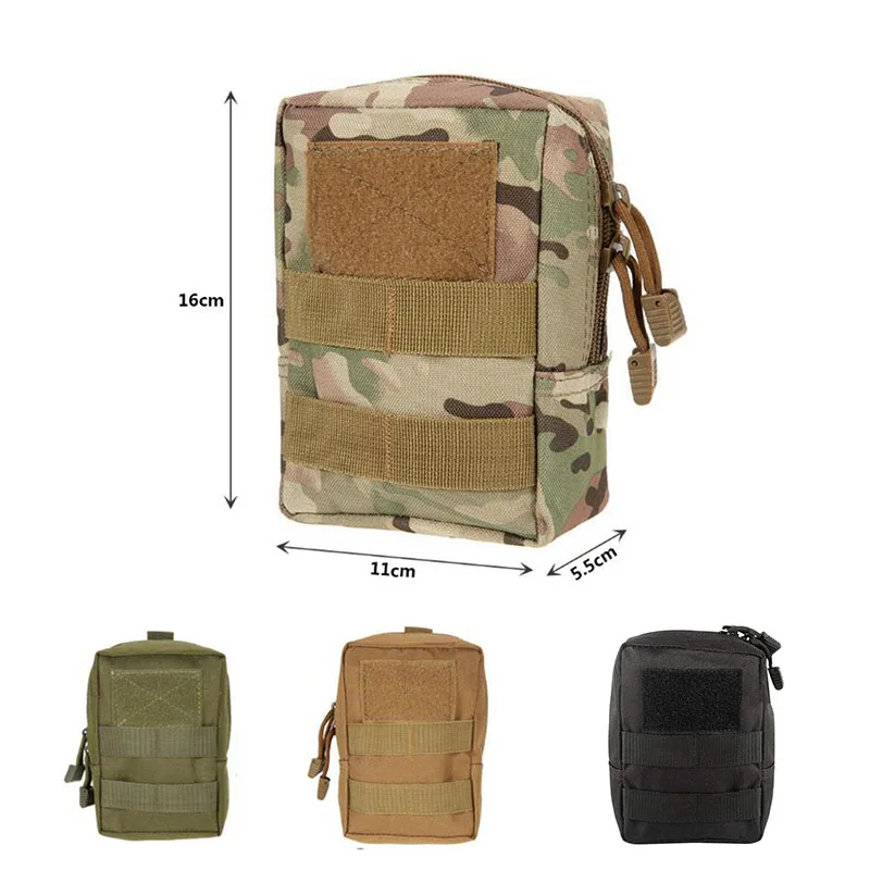 3PCS/SET Tactical Molle Pouch Utility Tool Waist Bag EDC Pouch Drawstring Water Bottle Pouch Hunting Phone Pocket