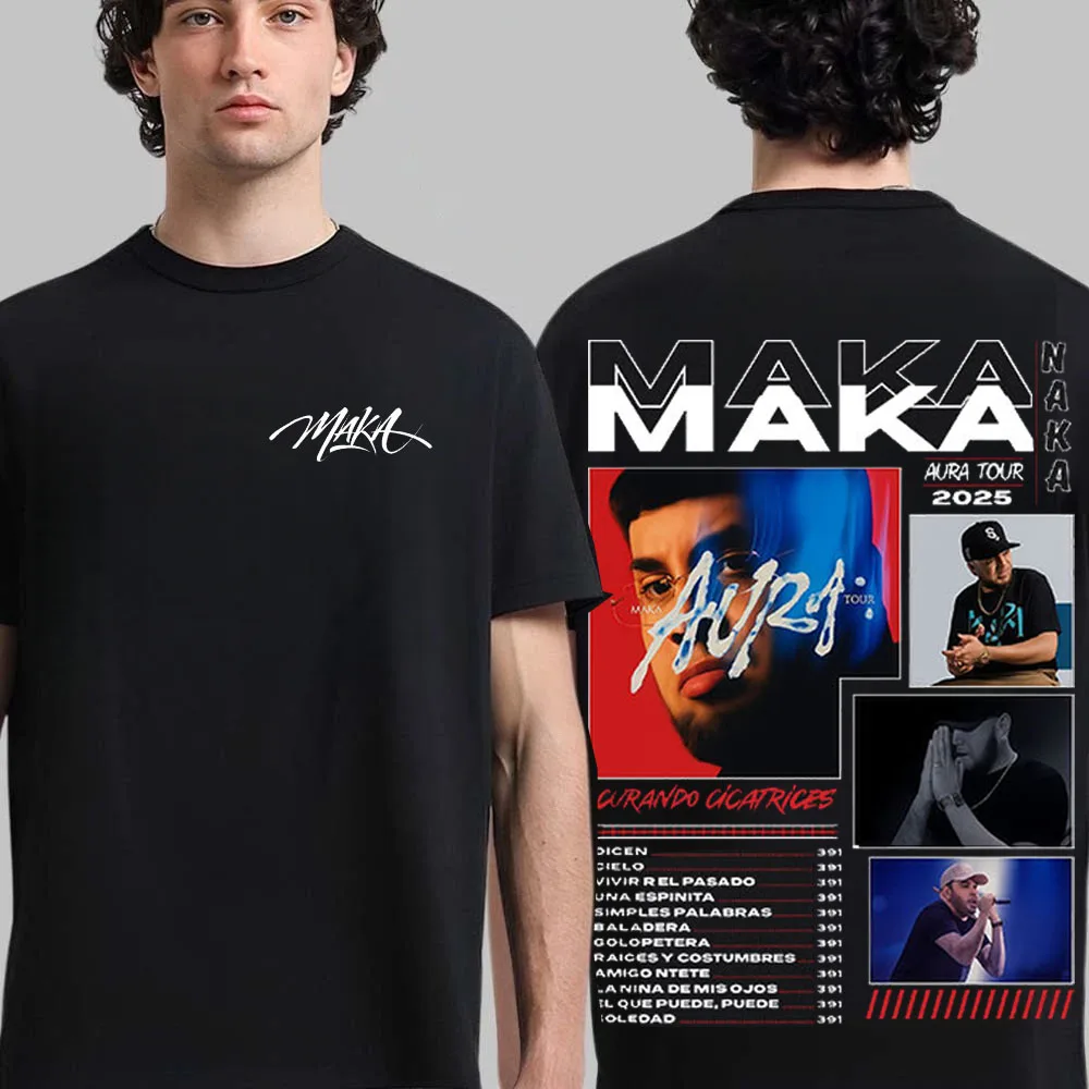 مغني الراب ماكا هالة جولة ألبوم تي شيرت 2026 الصيف الرجال النساء موضة ريترو الشارع عادية القطن قصير الأكمام ملابس الشارع #1