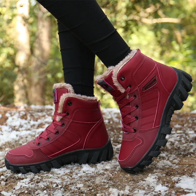 Winter Heren Wandelschoenen Hoge Top Plus Fluwelen Heren Trekking Schoenen Antislip Lederen Snowboots Unisex Zapatillas Trekking hombre