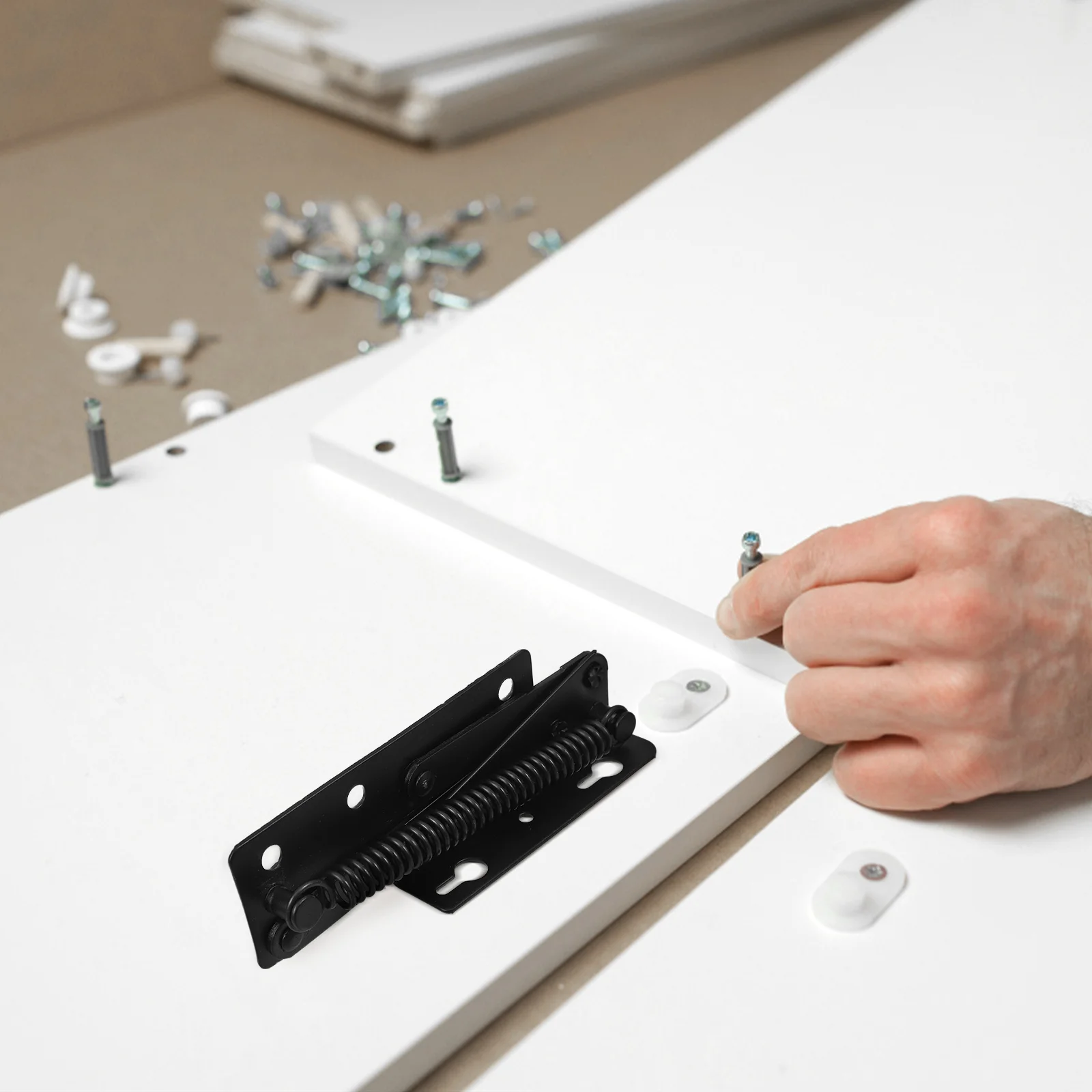 

1 Pair Spring Loaded Hinge Lift Up Support Locking Hinge For Cabinet Door Folding Sofa Bed Garage Wood Box Lid Support Heavy