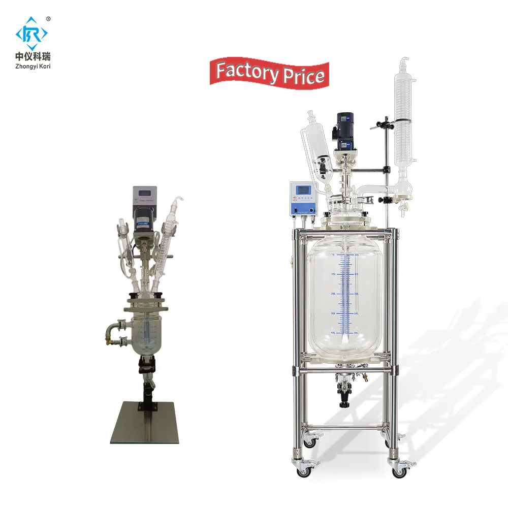 

Small Lab Glass Jacketed Reactor 1l Reaction Vessel Laboratory glassware Set for Heating Cooling Mixing