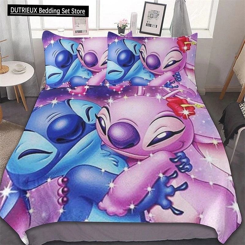 

Duvet Cover Cute Stitch Hug Bedding Set of 3 1 Duvet Cover and 2 Pillow Cases Set Soft Single Double King Size Boys Girls Kids
