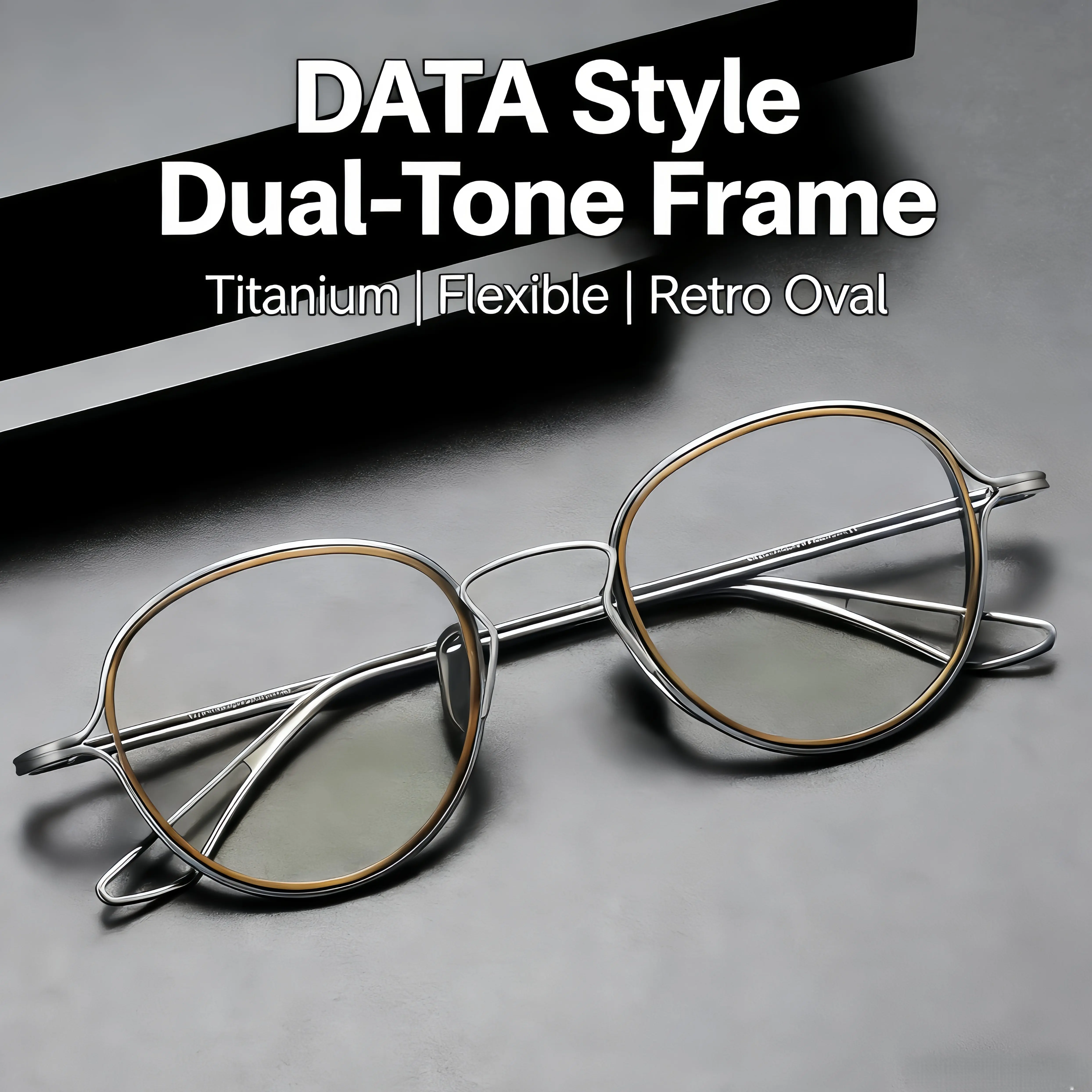 

DTX100 Style Viral Oval Oversized Glasses Dual-Tone Retro Unisex Prescription-Ready for Influencers Fashion Eyewear