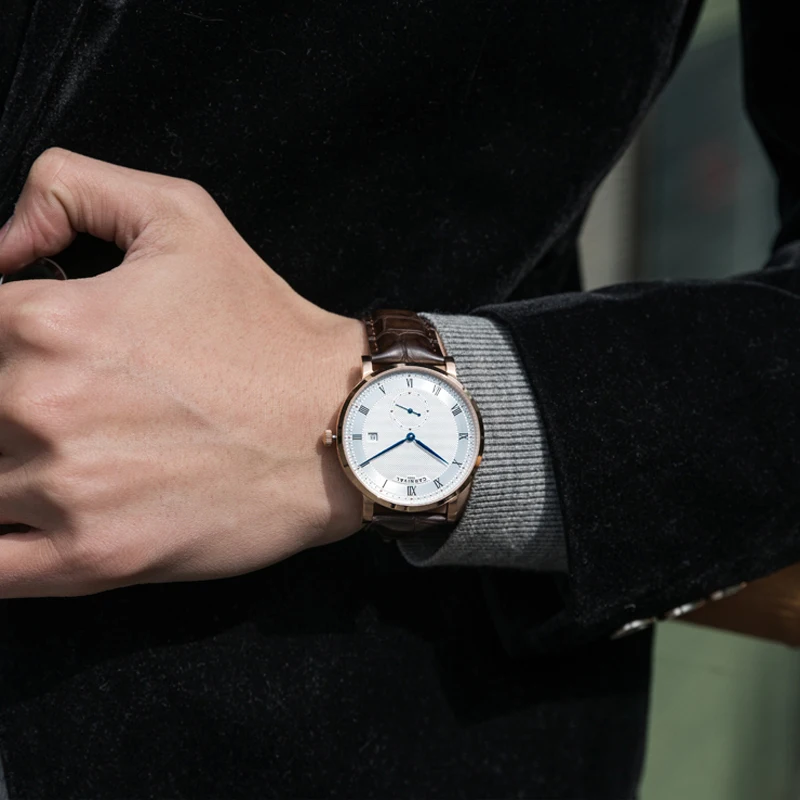 Carnival Brand Luxury Watches for Men Fashion Waterproof Rose Gold Silver Calendar Automatic Mechanical Wristwatch Montre Homme
