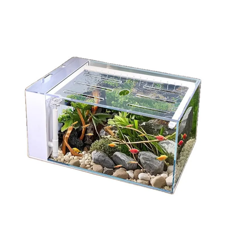 Ultra-white glass side filter fish tank living room 2025 new household small ecological circulation filtration and oxygen produc
