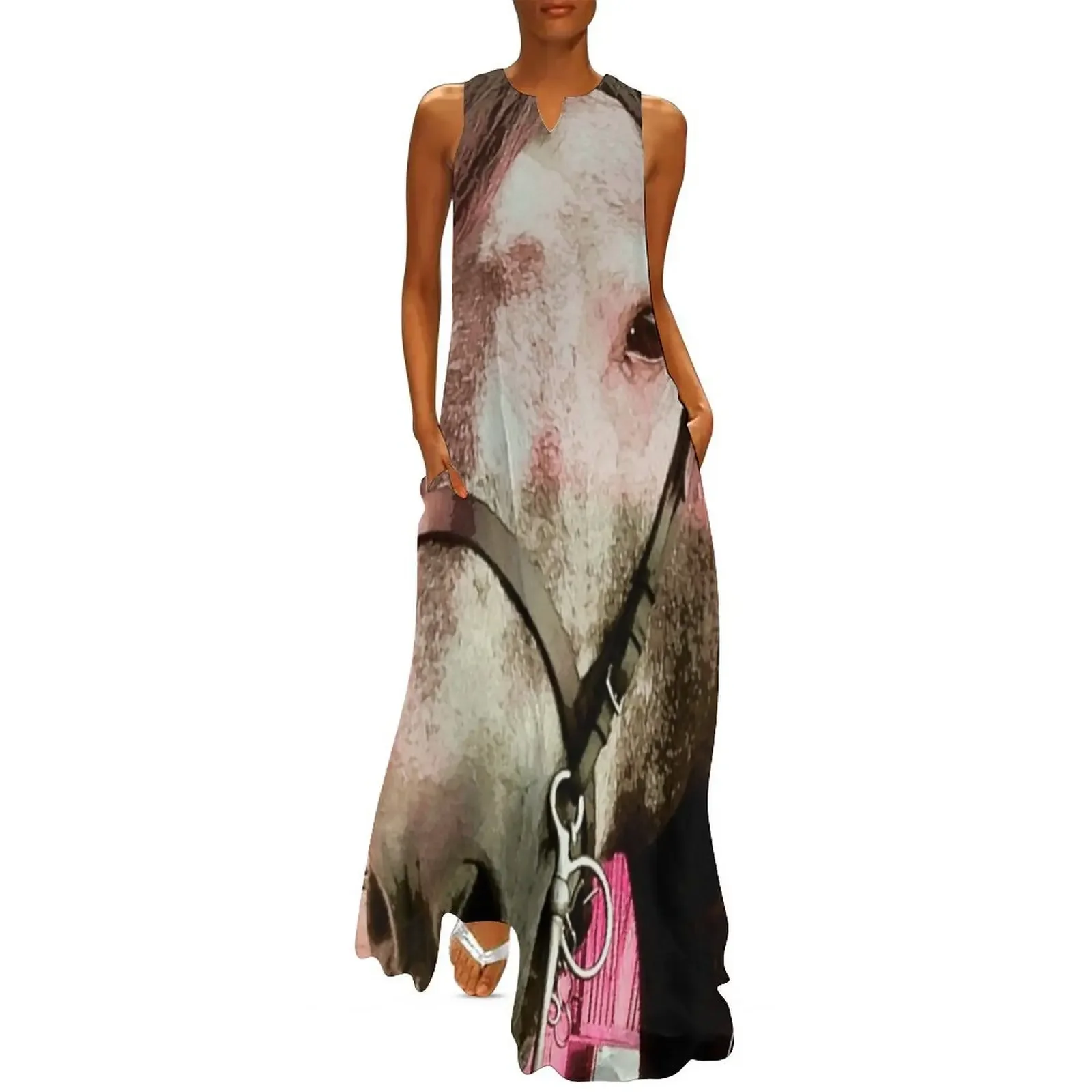 

Horse portrait in pink Long Dress elegant women's dresses for wedding dress summer 2025 women summer dress
