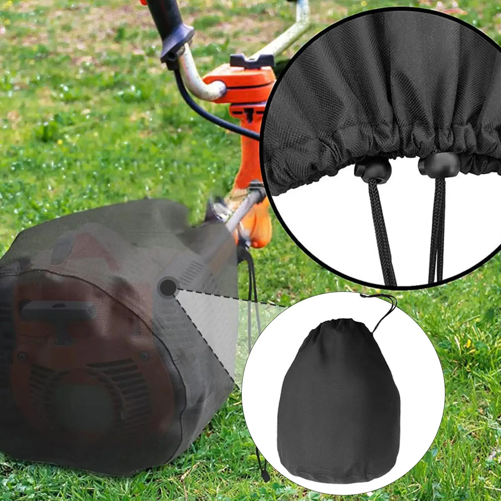 Universal Lawn Trimmer Engine Cover Drawstring Closure Waterproof Dustproof for Garden Trimmer and Edger
