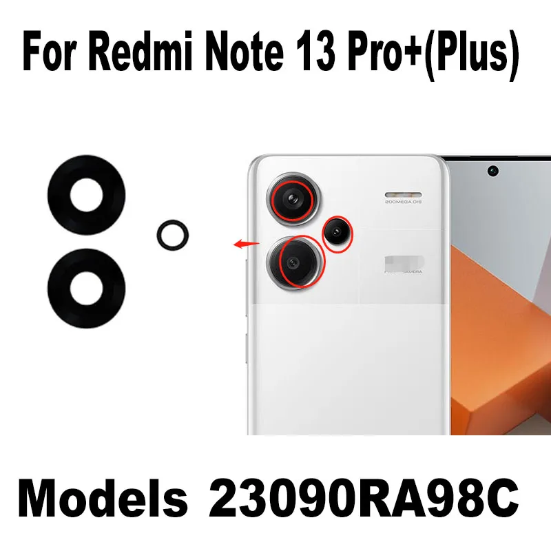 Back Camera Lens Rear Glass For Xiaomi Redmi Note 13 Pro + Plus 4G 5G With Adhesive Sticker 5G Replacement