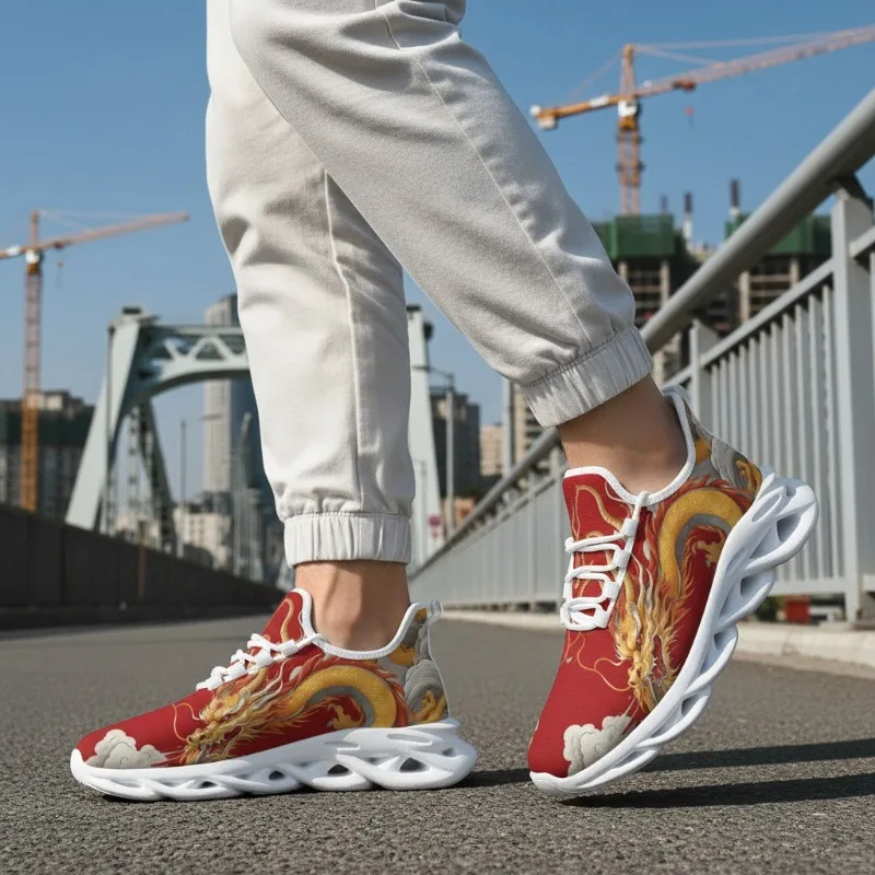 Man Sneakers Chinese Dragon Graphic Print Shoes Mens Shoes Travel Training Walking Shoes Running Sports Shoes Flats Man Sneakers