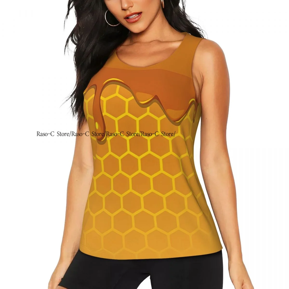 Women's Workout Tank Tops Quick Dry Sleeveless Athletic Shirts Melting Honey On Honeycomb Texture Gym Yoga Tops