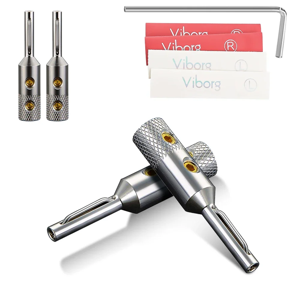 Viborg VB401R Pure Copper Rhodium Plated Banana Plug Speaker Cable Plug 4PCS