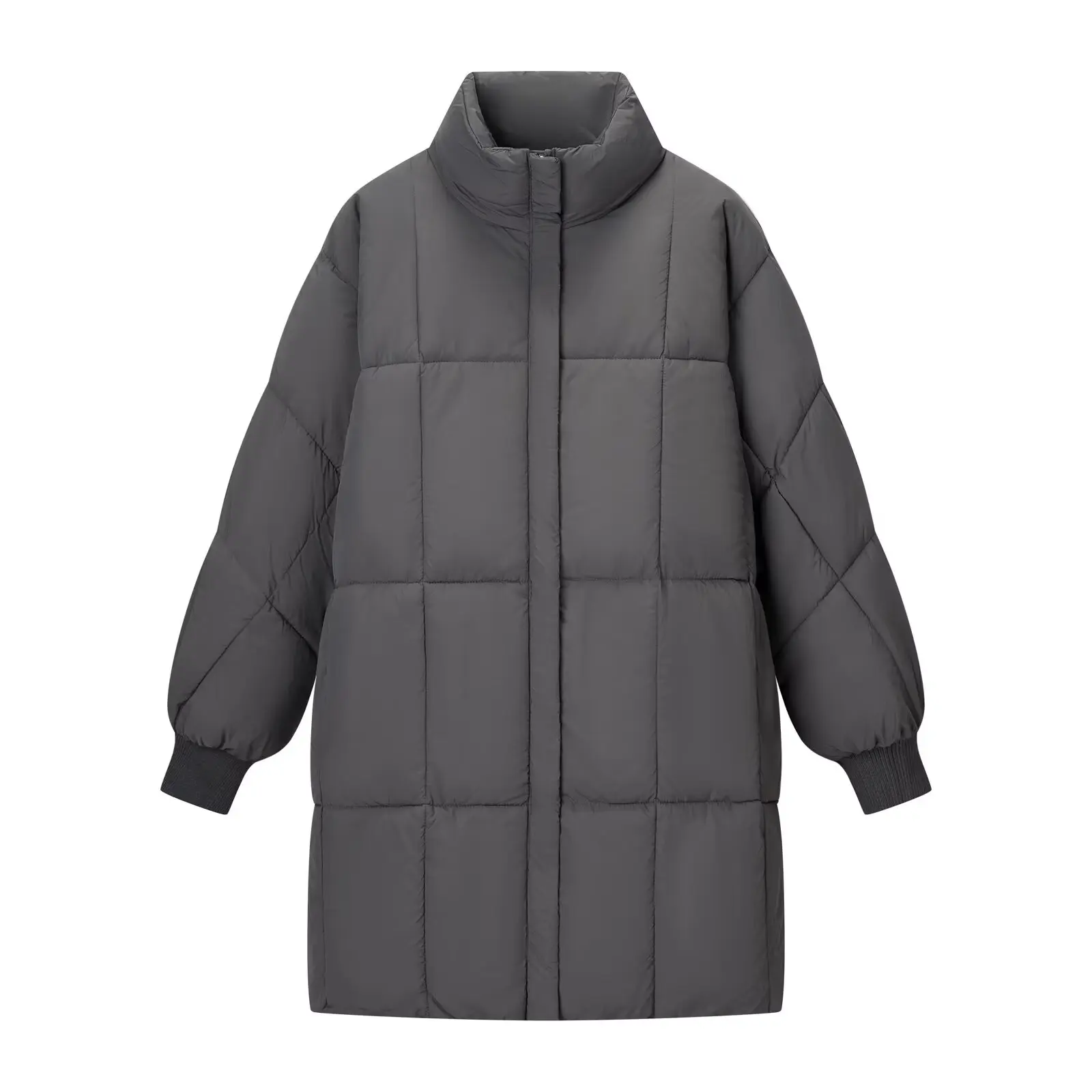 

Faionable Versatile Stand Collar Cotton Jaet Women's Street Sle Long Sve Zipper Closure Color High-End Feeling