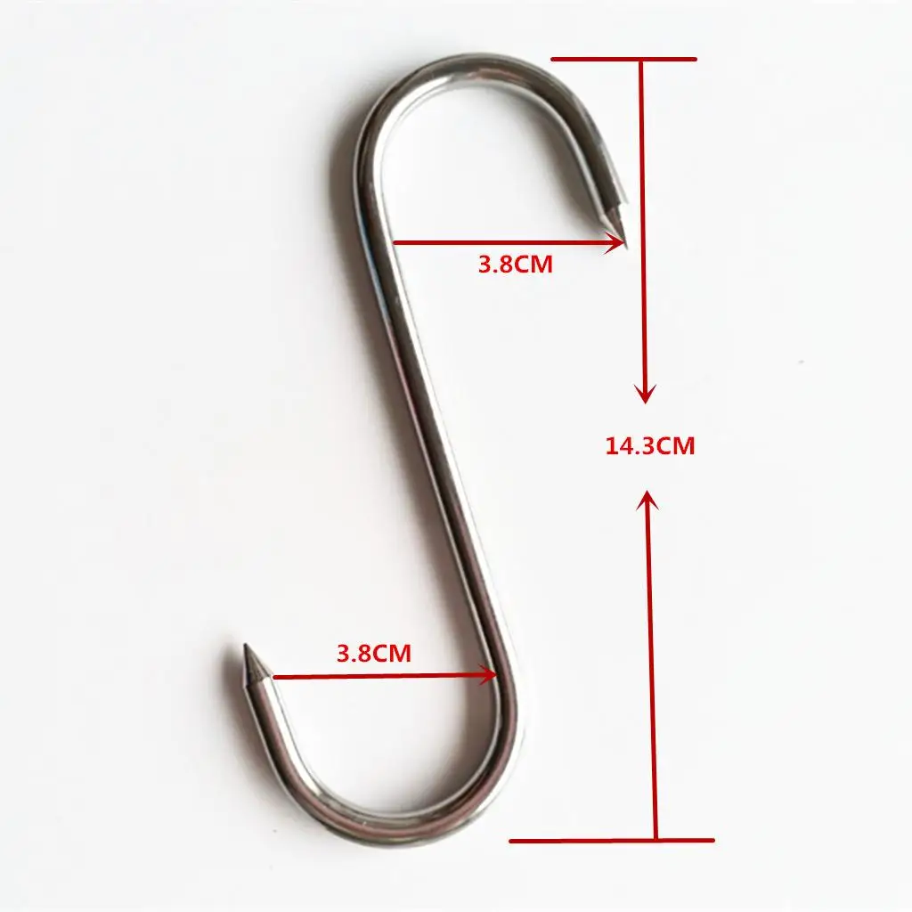 Stainless Steel S Shaped Hooks Metal Butcher Meat Hook Kitchen Pan Pot Utensil Hanger for Butcher Shop Kitchen Baking Tools