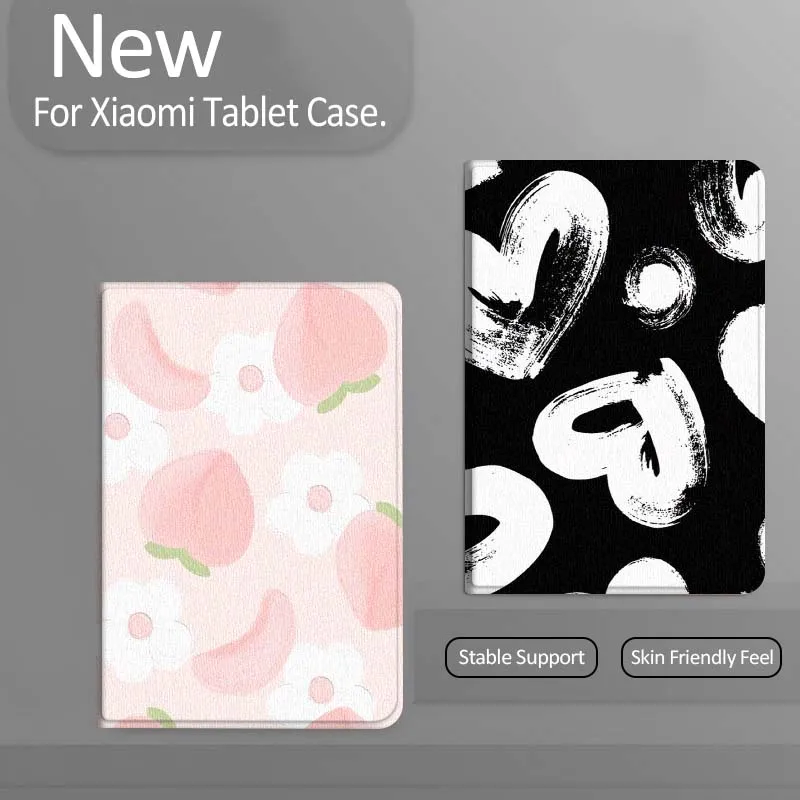 

Cartoon Heart Pattern Black Tablet Case For Xiaomi Redmi Mini Pad SE K 2 4 5 6 7 8 2023 2025 11 8.8 11.2 10.1 Pro Gift