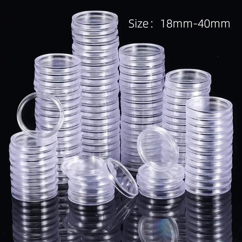 10/20 Pcs 18-40mm  Coin Storage Capsules Protective Case Coin Storage Case Collector Case Transparent Plastic Coin Capsules