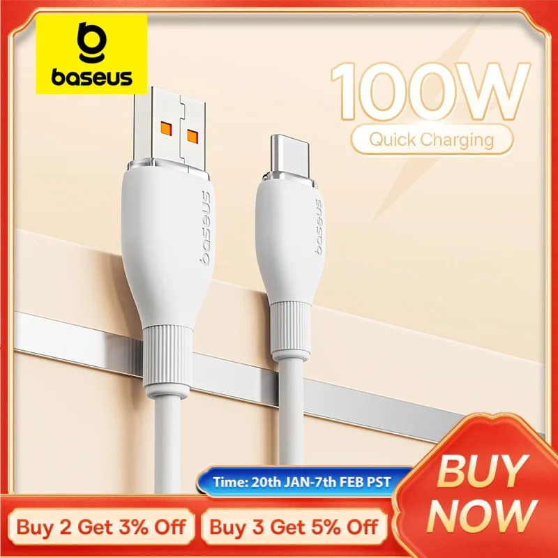 Baseus USB Type C Cable For Realme Huawei Pro Fast Charging Wire USB-C Charger Data Cord For Samsung Oneplus Poco F3 Soft TPE