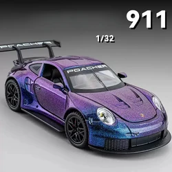 Simulation 1/32 Scale 911 GT3RS Sport Car Model with Sound Light Collective Children Boy Diecast Toy Vehicle Miniature