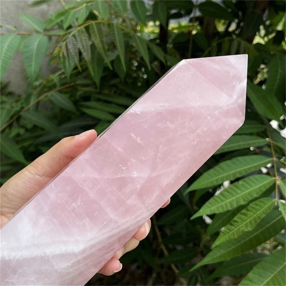 مسلة كريستال وردي زهر الكرز الطبيعي، عمود كوارتز، معدني، الريكي، شفاء، إزالة المغناطيسية #3