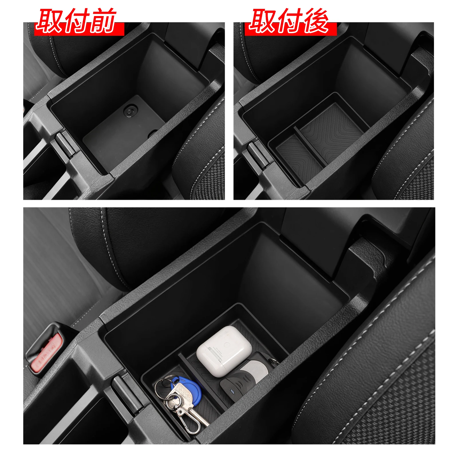 LUCKEASY for Honda WR-V WRV 2023-2025 Armrest Lower Storage Box Car Tray TPE Organizer Accessories Tidying Black