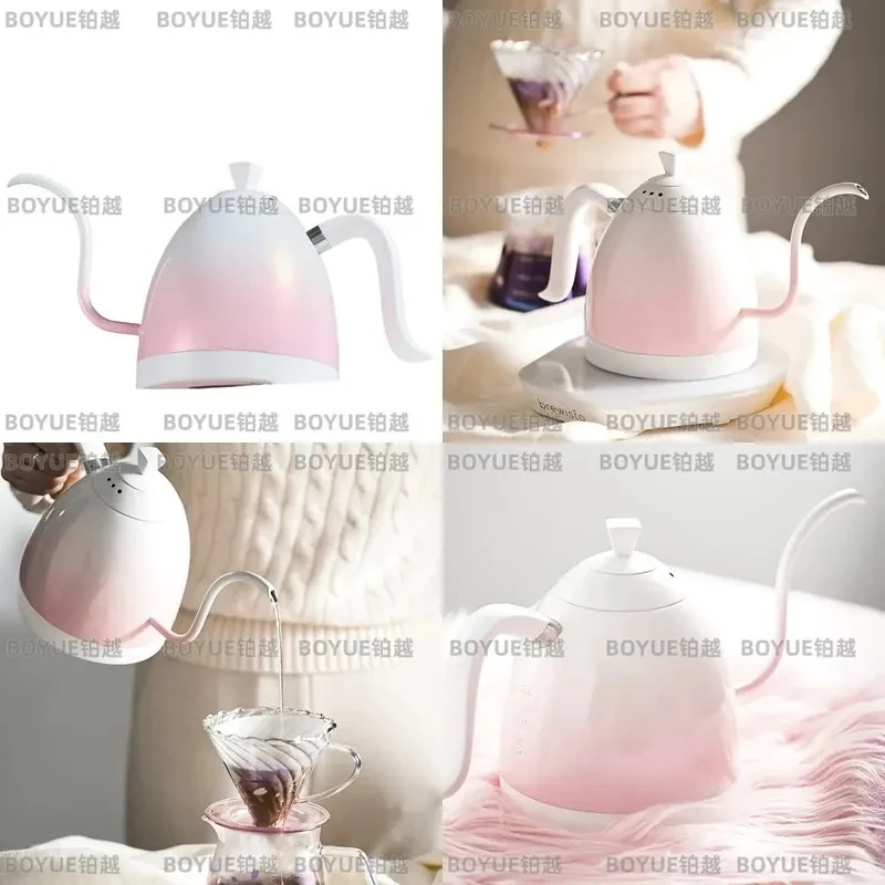 Stainless Steel Gooseneck Kettle Variable Temperature Control Pour Over Coffee Pot 0.6L Slim Spout Electric Tea Boiler Home