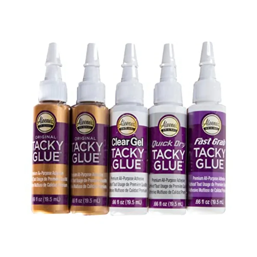 Tacky 5-Piece Trial Pack, All Purpose Glue for Crafts and DIY Projects, Includes Original Tacky Glue, Clear Gel, Quick Dry, and