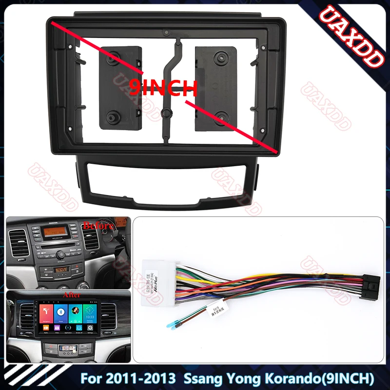 For 2011-2013 Ssang Yong Korando 9INCH DVD CD Radio Android Harness screens accessories navigation dashboard cables canbus frame