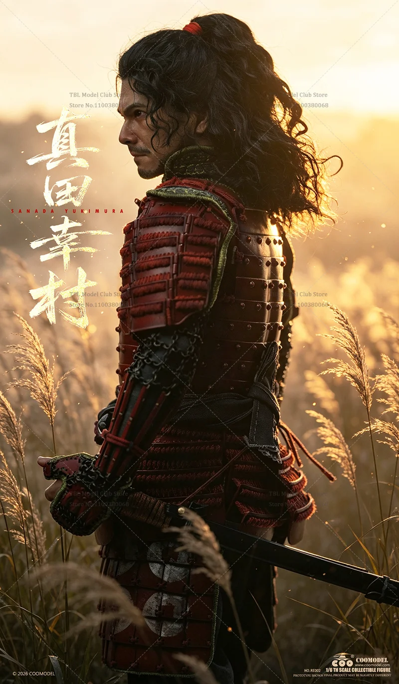 1/6 Scale Red Armor with Six Mon Coin Crest Sengoku Male General 12-inch Full Set Action Figure Soldier COOMODEL No.RE002