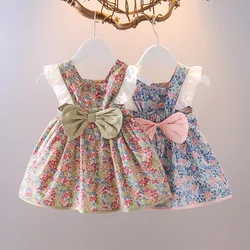 New Summer Baby Girl Dress Big Bow Infant Baby Girl Clothes Cute Print Sleeveless Newborn Infant Princess Dresses for Baby Girls