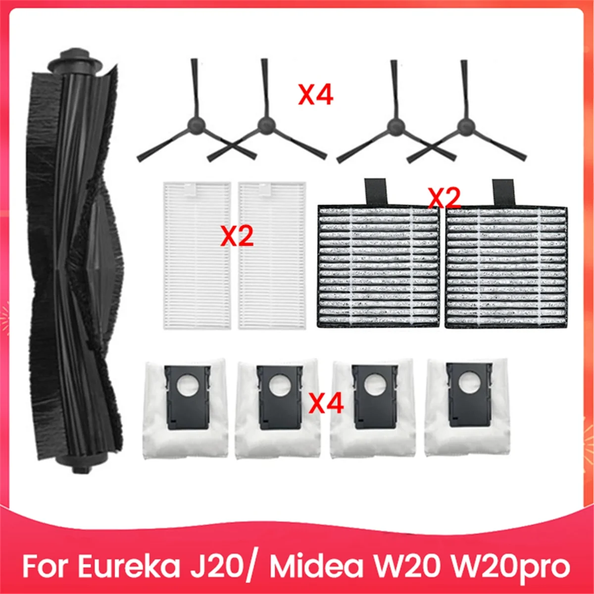 

NEW For J20 W20 W20pro Electric Robot Sweeper Vacuum Cleaner Spare Parts Main Side Brush Hepa Filter Dust Bag