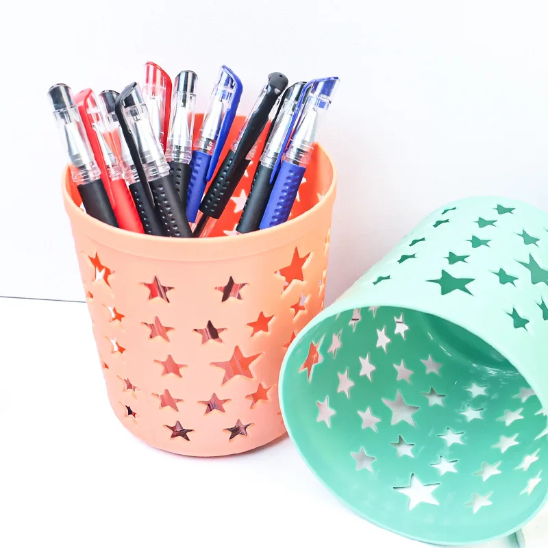 1Pcs Star Hollow Design Pen Holder Multifunctional Large Capacity Desktop Stationery Storage Organizer Bucket