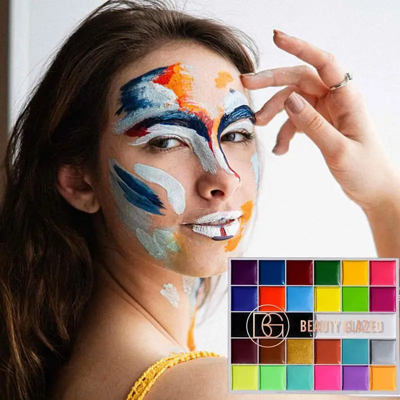 Face Paint Palette Professional Oily Face Body Painting Kit 26 Colors Multipurpose Makeup Palette For Art Theater Halloween