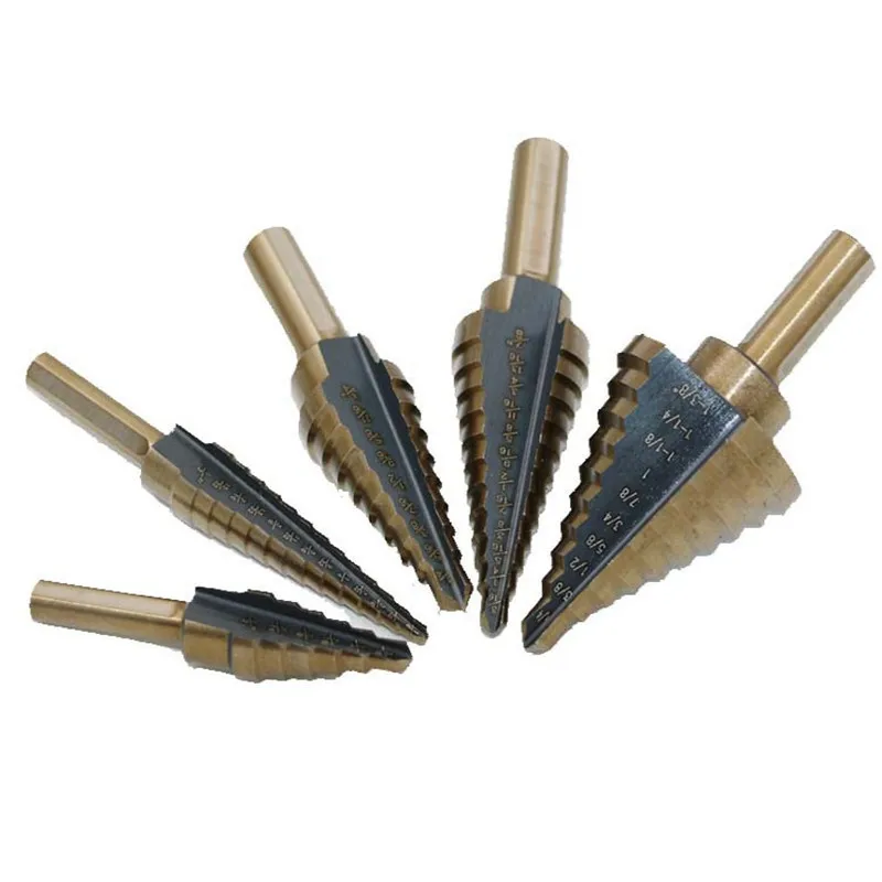 50 Sizes High Quality 5PCS  HSS Cobalt Multiple Hole Step Cone Drill Bit Set Tools Drill Bits With Aluminum Case