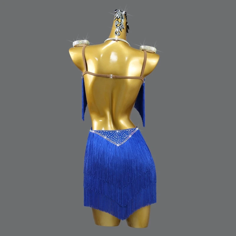 Costume de concours de danse latine, robe professionnelle à franges, à fleurs, pour examen solitaire, nouvelle collection 2025