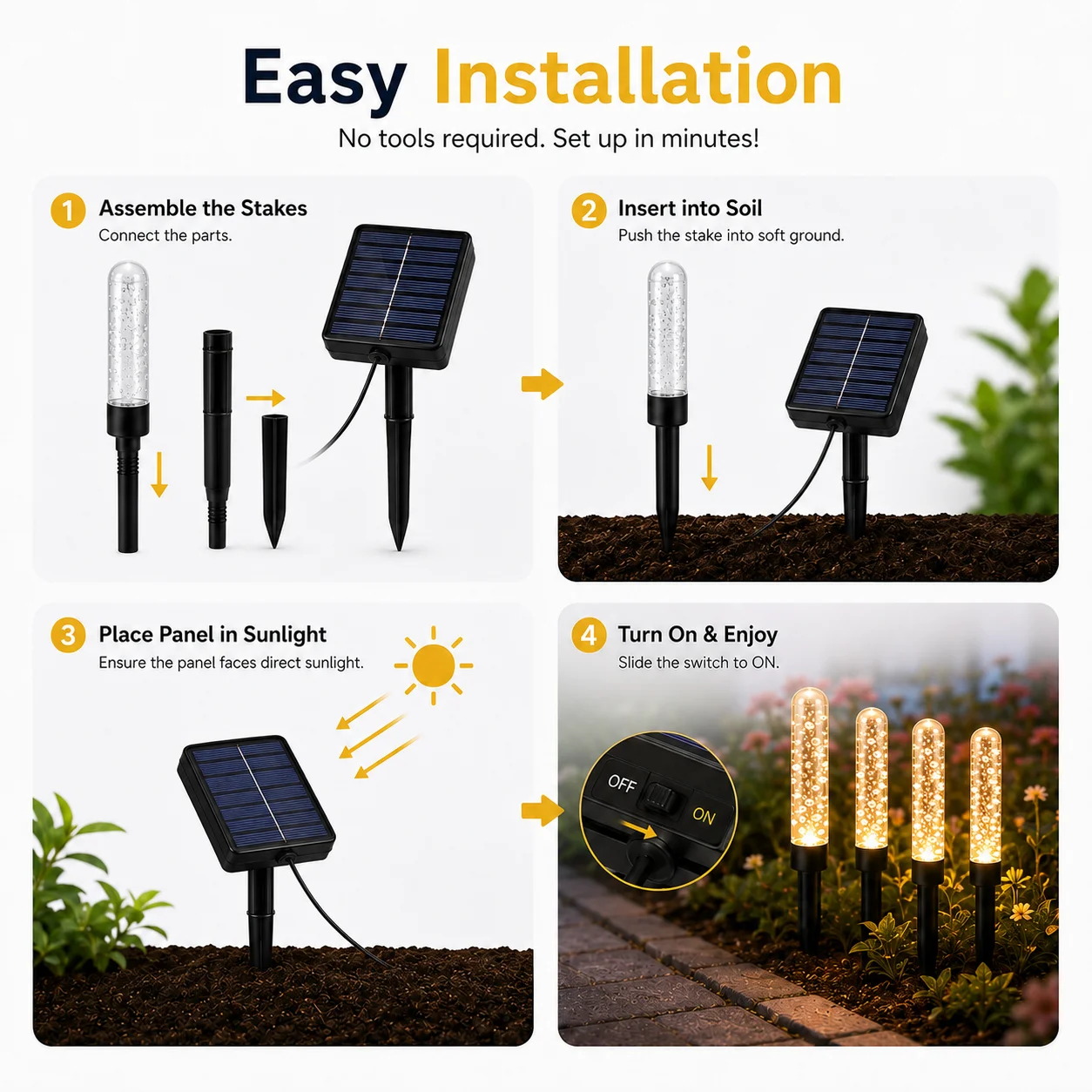 Solar Bubble Stick LED Garden Pathway Lights 6