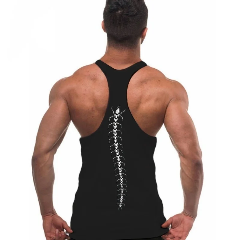 Tanque sem mangas masculino de musculação – colete fitness para academia, camiseta de algodão de alta elasticidade para treinamento de movimento dinâmico