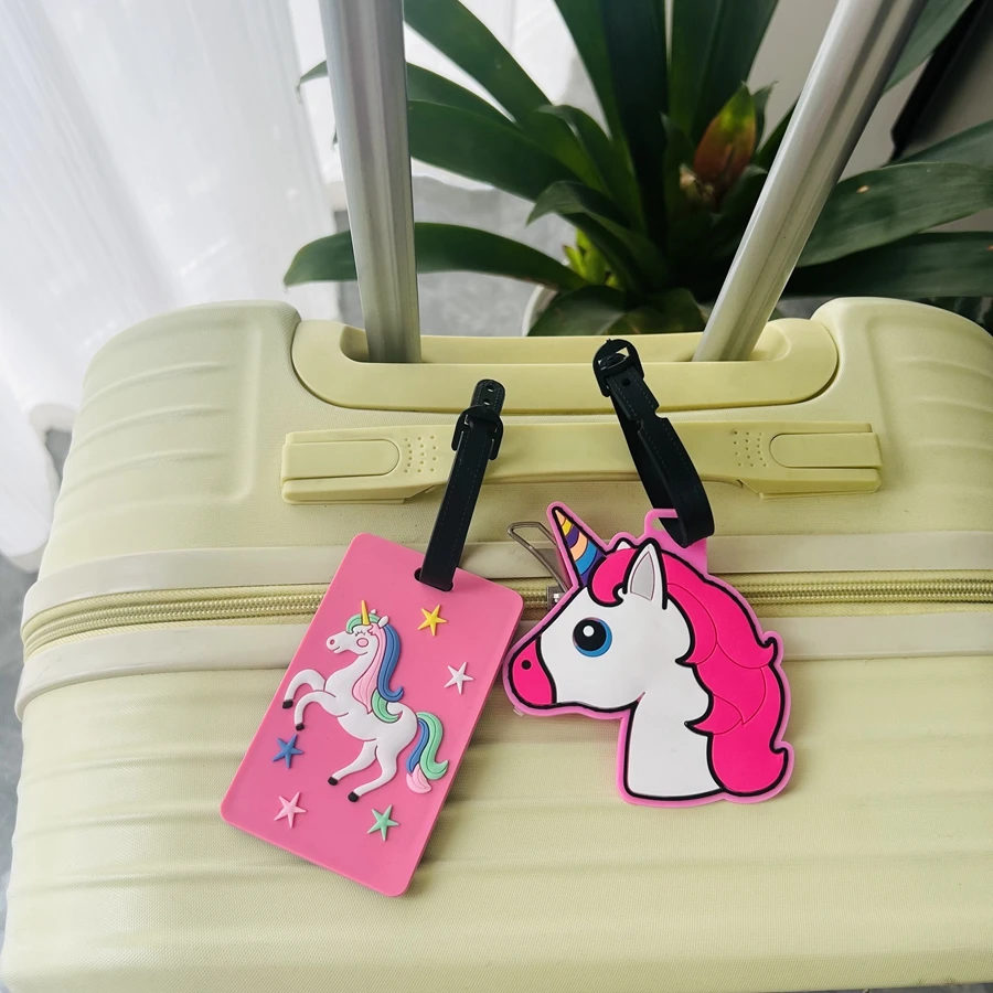 

1/2pc pink unicorn luggage tag pendant, travel luggage bag, backpack anti loss sign, couple's small gift pendant