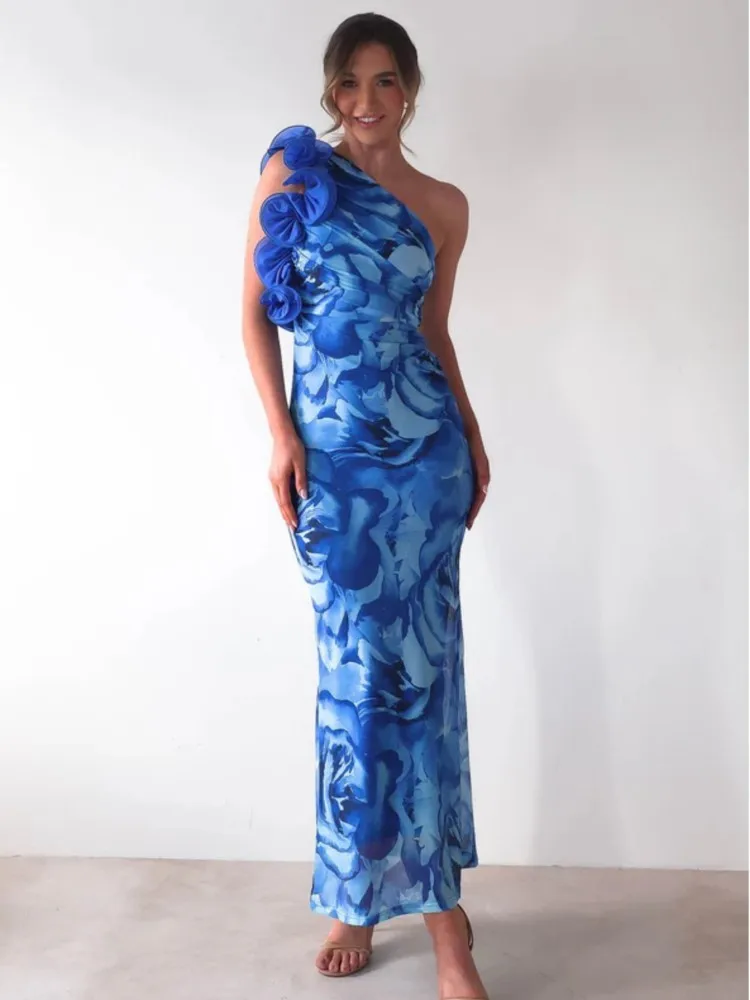 Trójwymiarowa sukienka w kwiaty dla kobiet 2025 nowa letnia elegancka, szykowna seksowna bez rękawów długie sukienki z odkrytymi plecami moda sukienka Boho