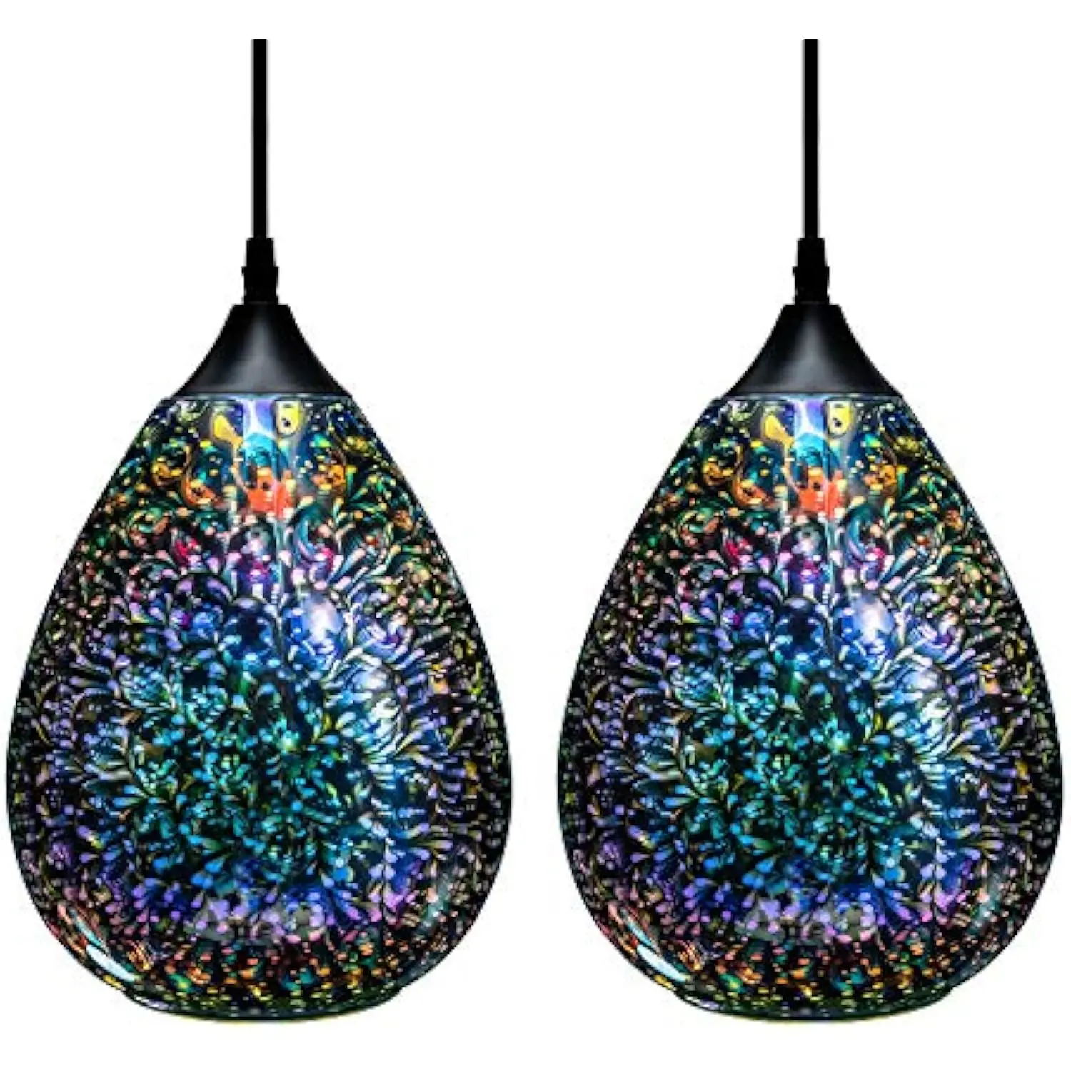 

Pendant Lights for Kitchen Island, Glass Modern Hanging Ceiling Light Fixtures Dining Table Bathroom Bedroom Sink Bar, 2 Pack P