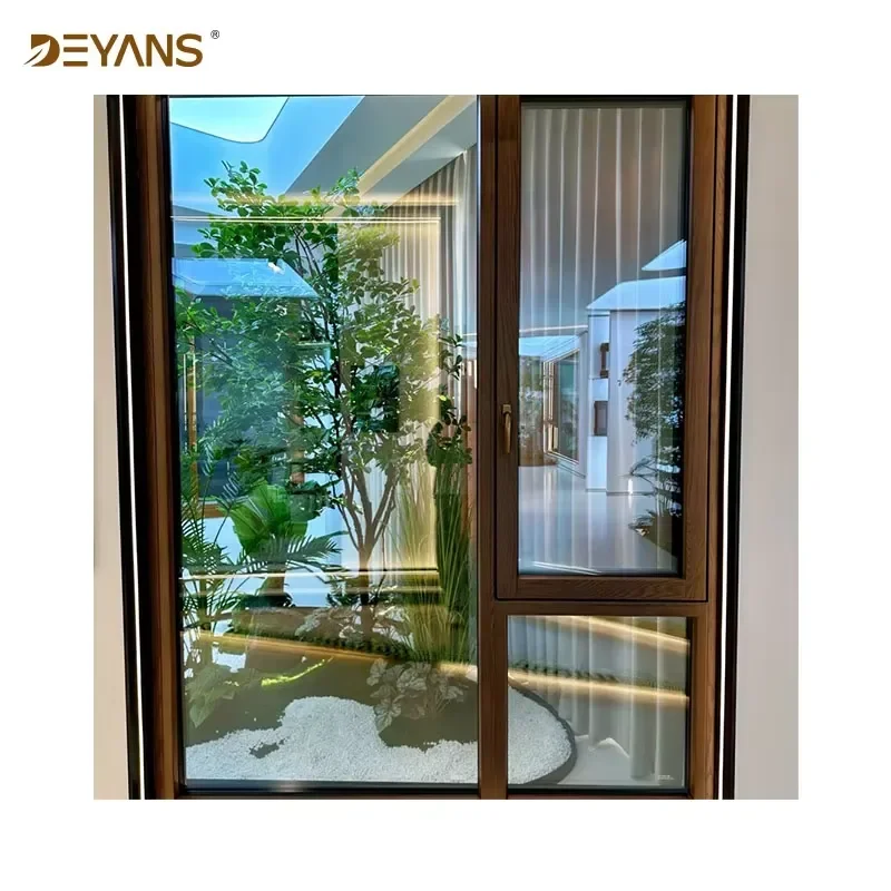 Aluminum Alloy and Solid Wood Vertical Windows Aluminum Clad Wood Casement Window Composite Window
