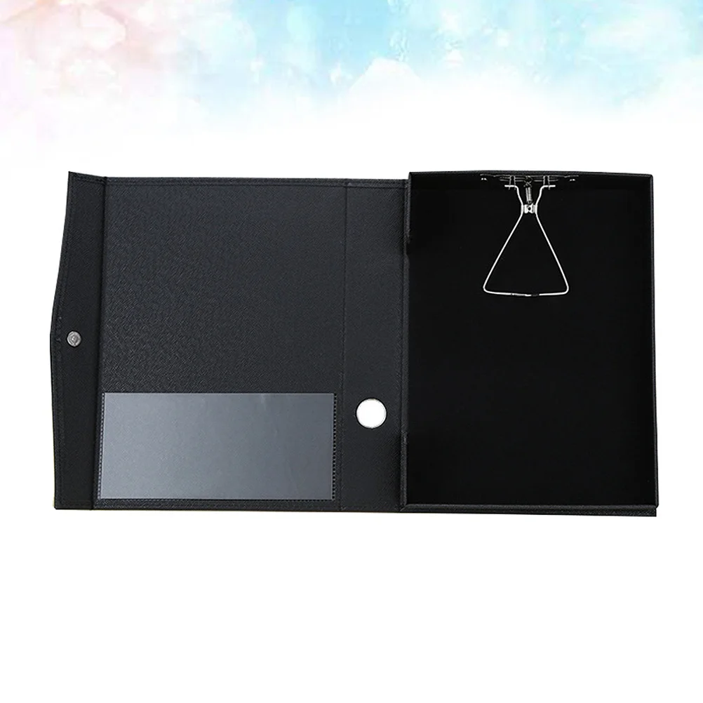 A4 PU File Clipboard Black Practical Paper Document Holder Writing Memo Folder Office School Portable Storage Box