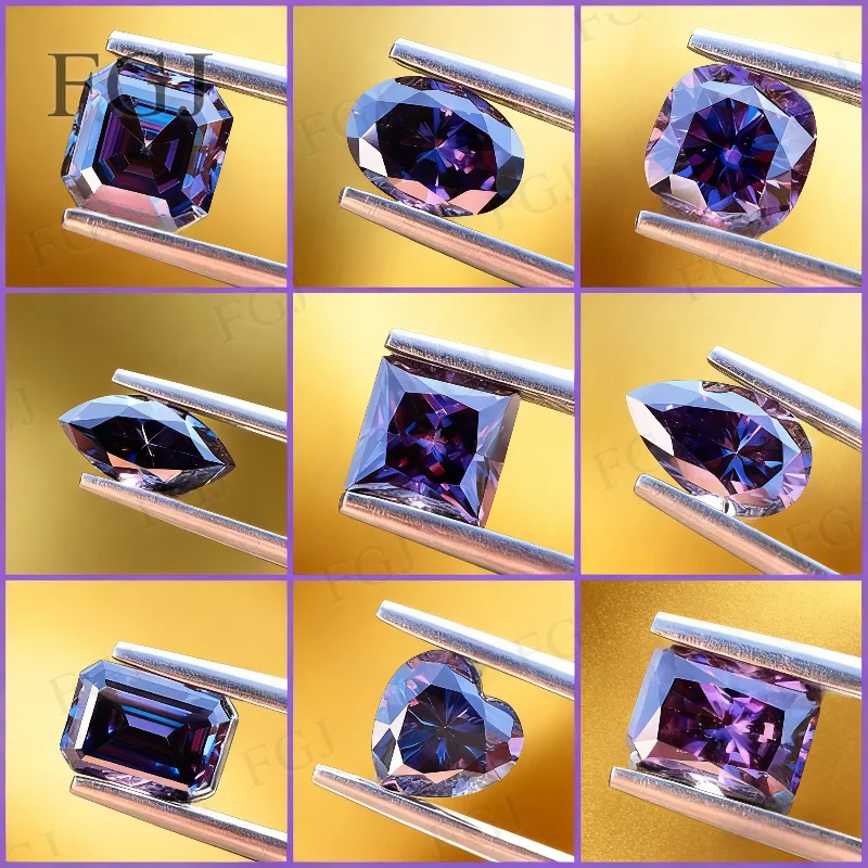

Moissanite Gemstones Imperial Purple Multicuts Loose Stone Beads With GRA VVS1 For Wedding Engagement Band Jewelry Making Design