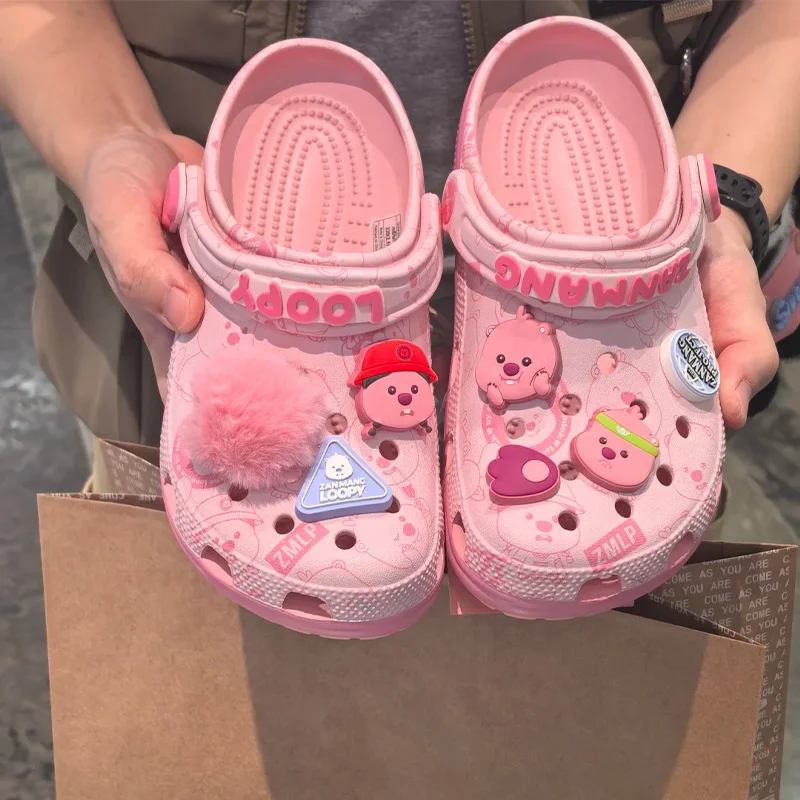 

Miniso Loop Little Beaver Co Brandedcave Shoes Fashionable Matching Beach Shoes Breathable Non Slip Casual Sandals Creative Gift