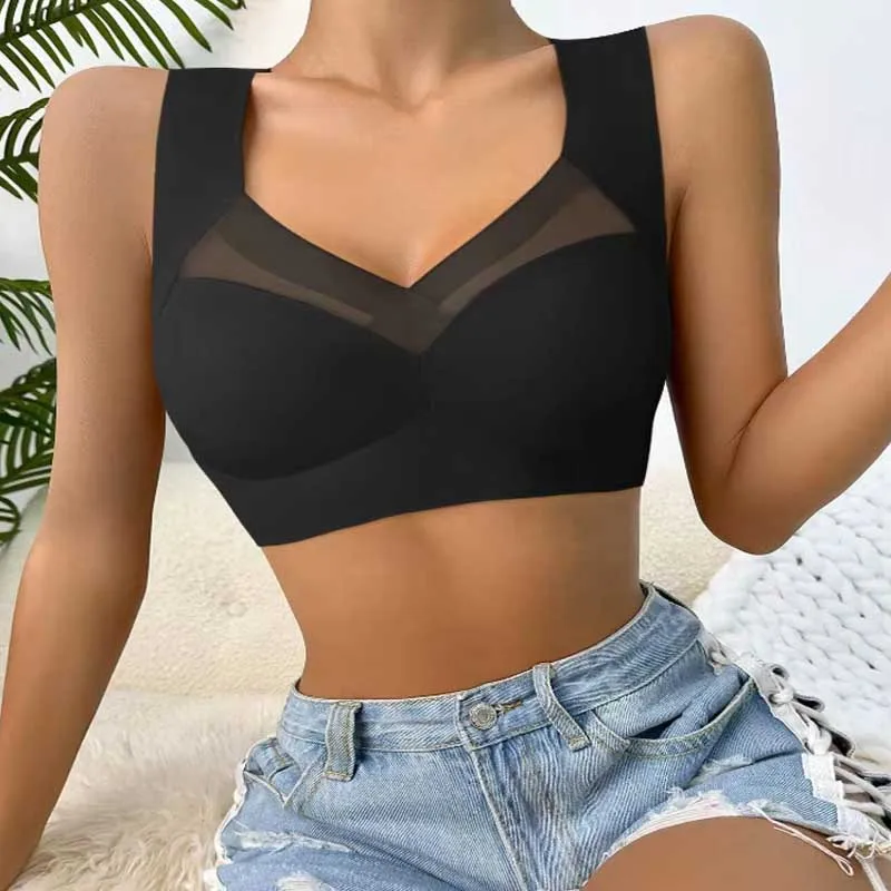 Women Lace Sport Bras Plus Size Seamless Bra Bralette Backless Lady Brassiere Vest Female Gathers Shock-Proof Wireless Top L-3XL